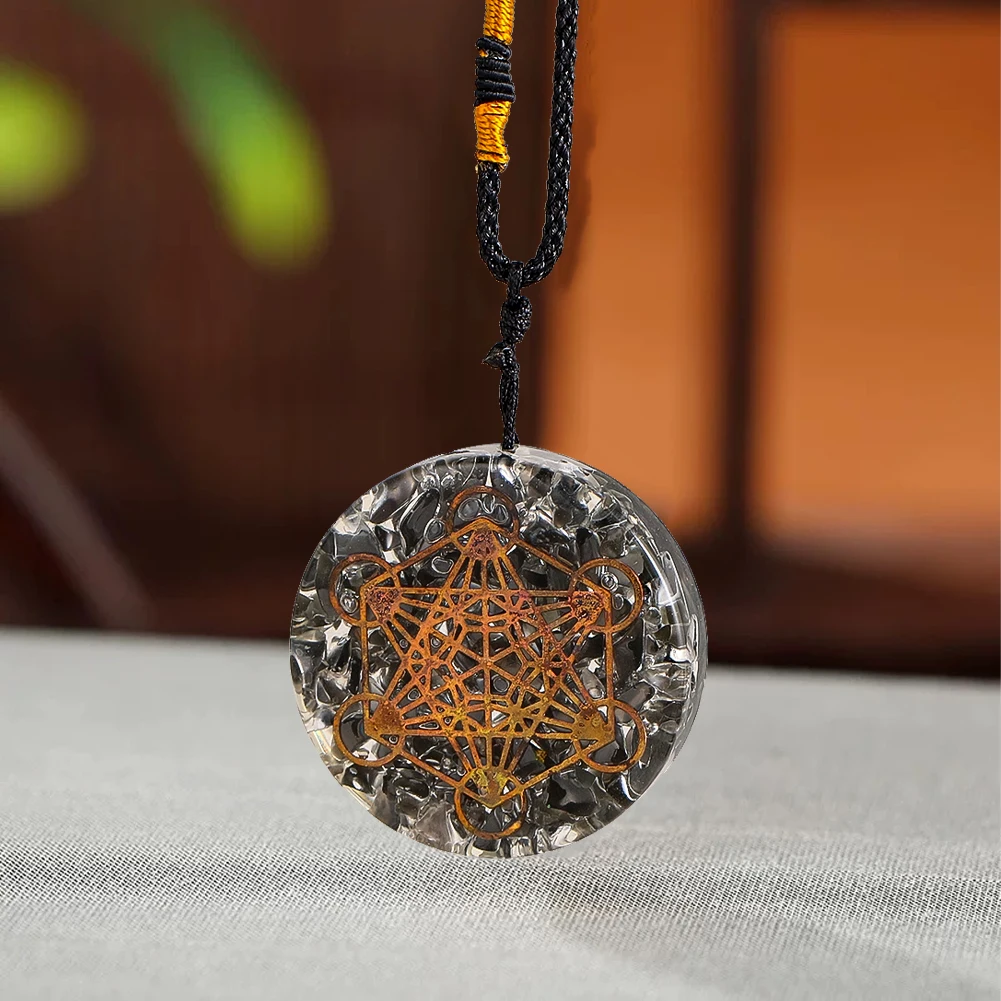 Orgonite Pendant Necklaces Metatron Cube Obsidian Crushed Stone Energy Healing Pendulum Choker Meditation Jewelry Gifts