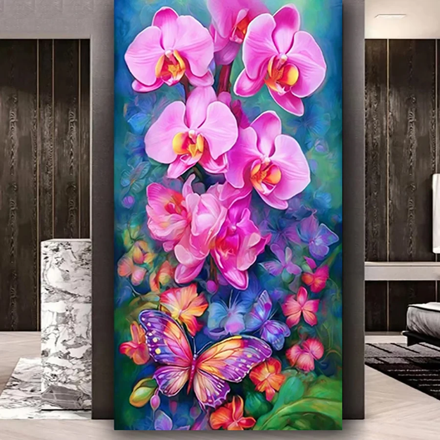 Diamond Embroidery Pink Orchid Cross Stitch Diamond Painting Full Drill Square Rhinestones Mosaic Still Life Flowers Wall decor