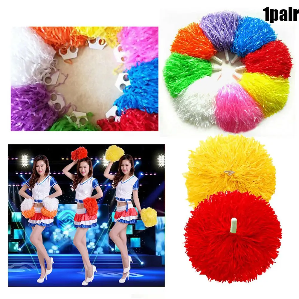 1pair 2 styles Double hole handle Fancy Club Sport Supplies Cheerleader pompoms Dance Party Decorator Cheerleading Cheering Ball