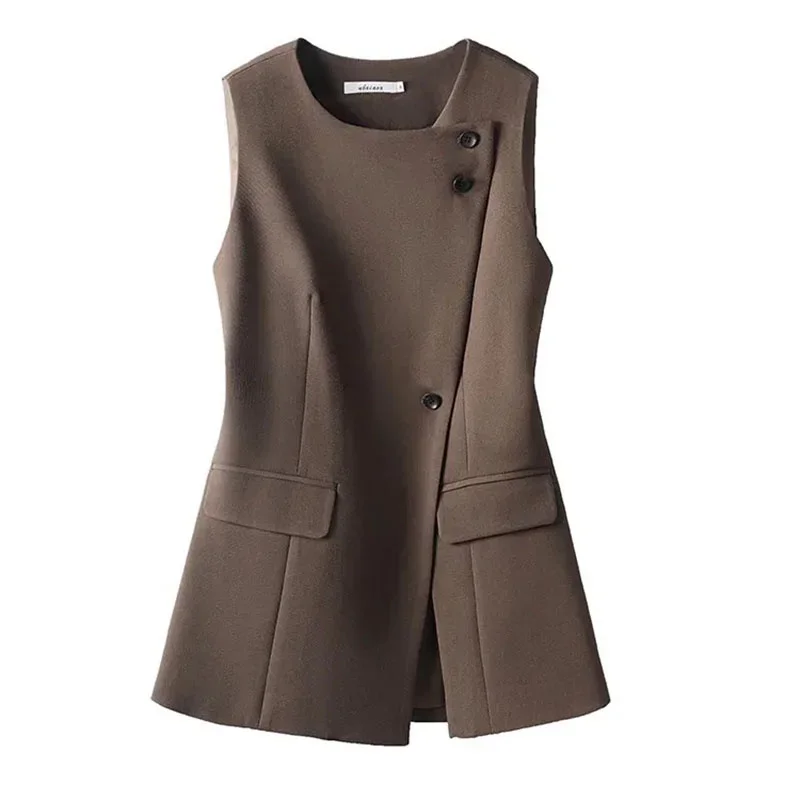 LIBIELIY Spring Autumn 2025 New Korean High-end Fashion Vest Women Office Casual Loose Sleeveless Blazers WaistCoat Outwear Ladi