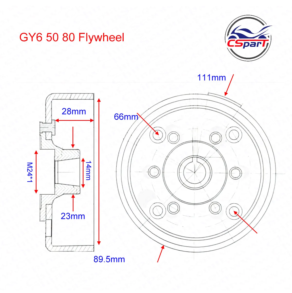 Magneto Rotor Flywheel GY6 50CC 80CC 100CC  Taotao SunL Scooter Parts