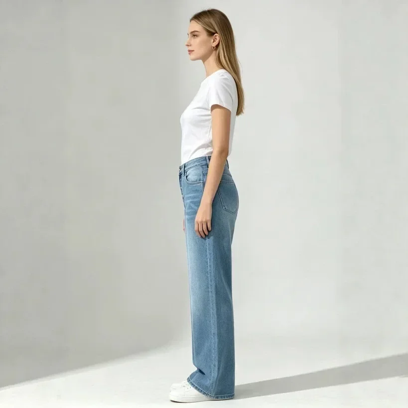 Relaxed Straight-Cut Jeans: 2026 Spring New Arrival Perfect for Casual Workwear and Everyday Fashion High Waisted Jeans