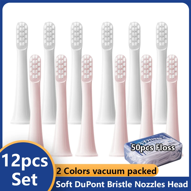 12pcs Sonic Electric Toothbrush for XIAOMI T100 Whitening Soft Vacuum DuPont Replacment Heads Clean Bristle Brush Nozzles Head