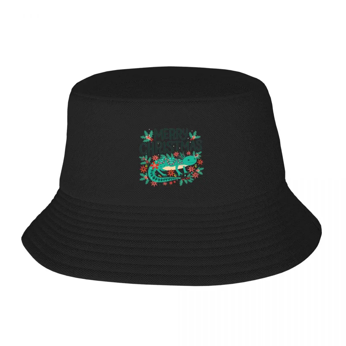 cute axolotl surrounded by christmas things Bucket Hat Vintage New Hat Mountaineering Luxury Brand Hat For Women Men's