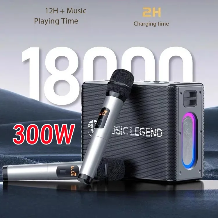 300W High Output Portable Wireless Bluetooth Speaker Bass Gun Long Range Karaoke with Microphone Sound Card Live Recording