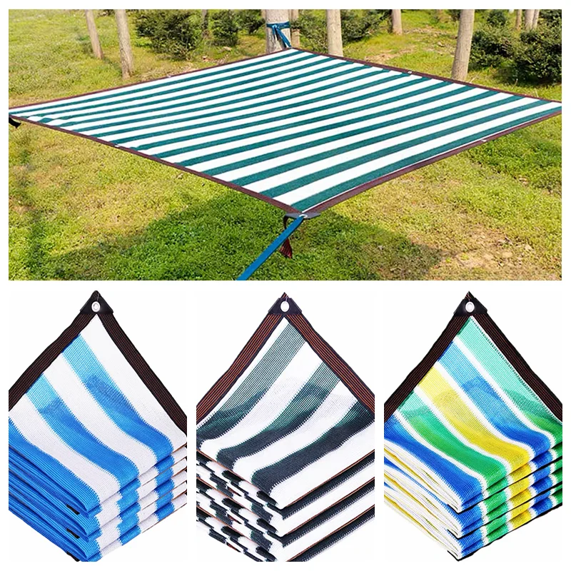 

Dark Green-White and Blue Stripe Garden Shade Fabric Sunshade Sun Canopy Car Greenhouse Swimming Pool Cover Shed 90% Shading