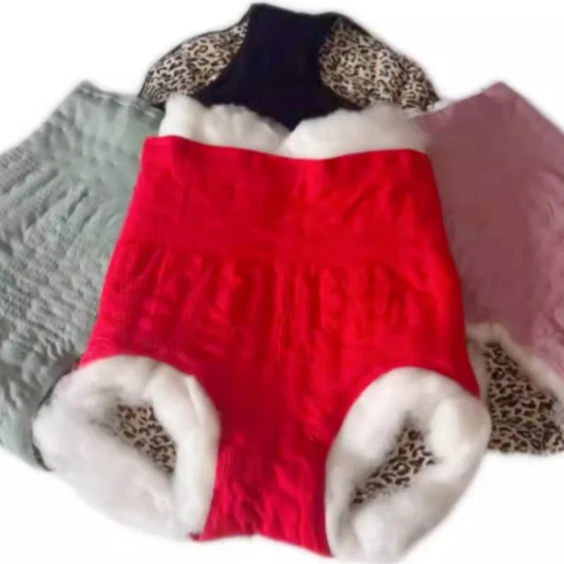 Plus Size Women's Solid Color High Waist Cotton Blended Thicken Puffy Briefs Handmade ABDL Water-Absorb Warm Sleek Proof Panty
