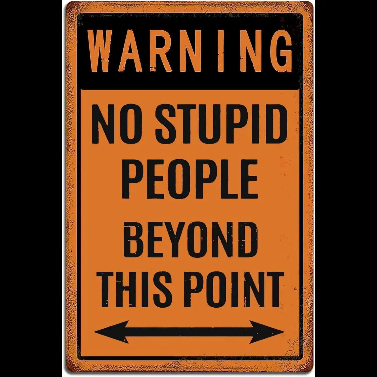 علامة معدنية عتيقة من القصدير تحذير ، لا يوجد أشخاص أغبياء ، ديكور حائط ، لوحة للمنزل ، حانة ، بار ، Xinch ، وراء هذه النقطة #1