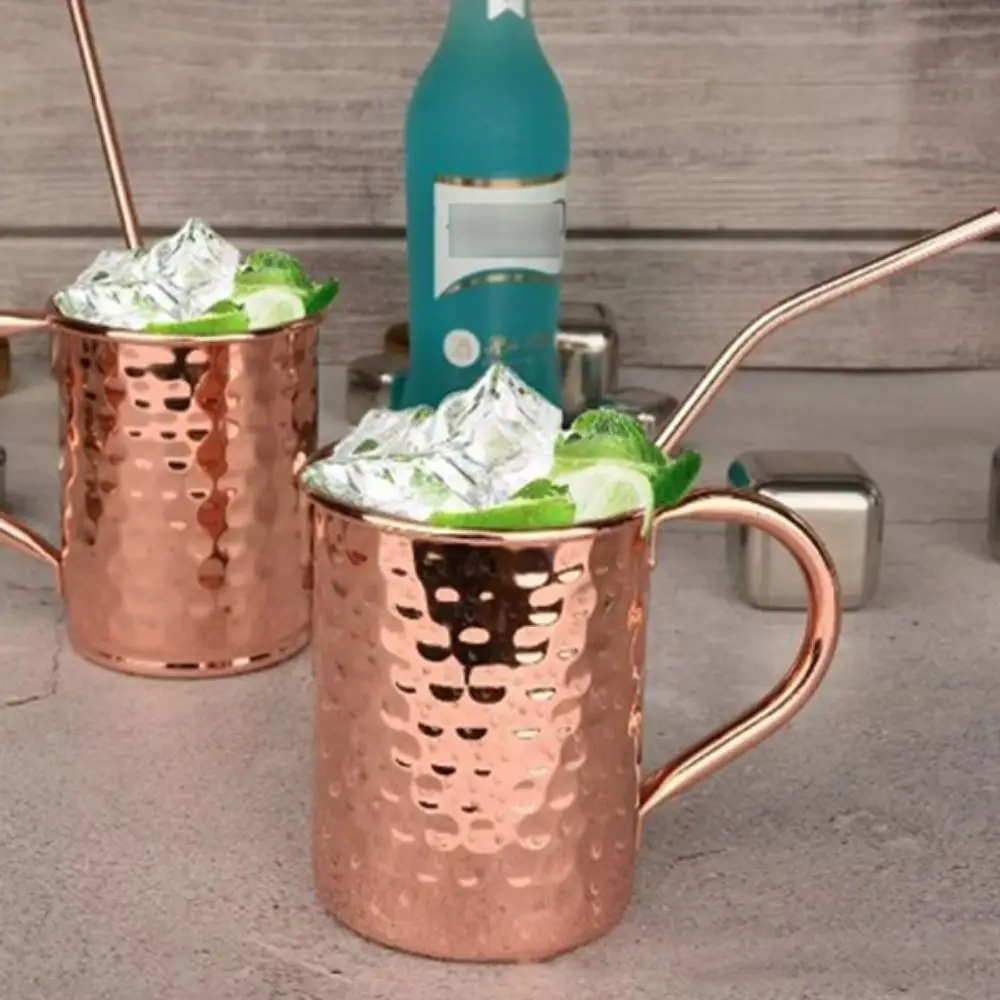 Water Cup 430ml Moscow Mule Mug Stainless Steel Hammered Pattern Coppery Beer Mug Coppery Unbreakable Coffee Cup Bar