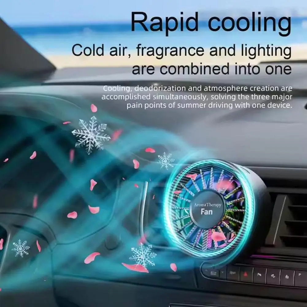 

BLALION Car Mini Fan Air Outlet Fan Colorful Ambient Car Air 3 Air Freshener Port Speeds C Charging Light Clip Outlet Type L9K5