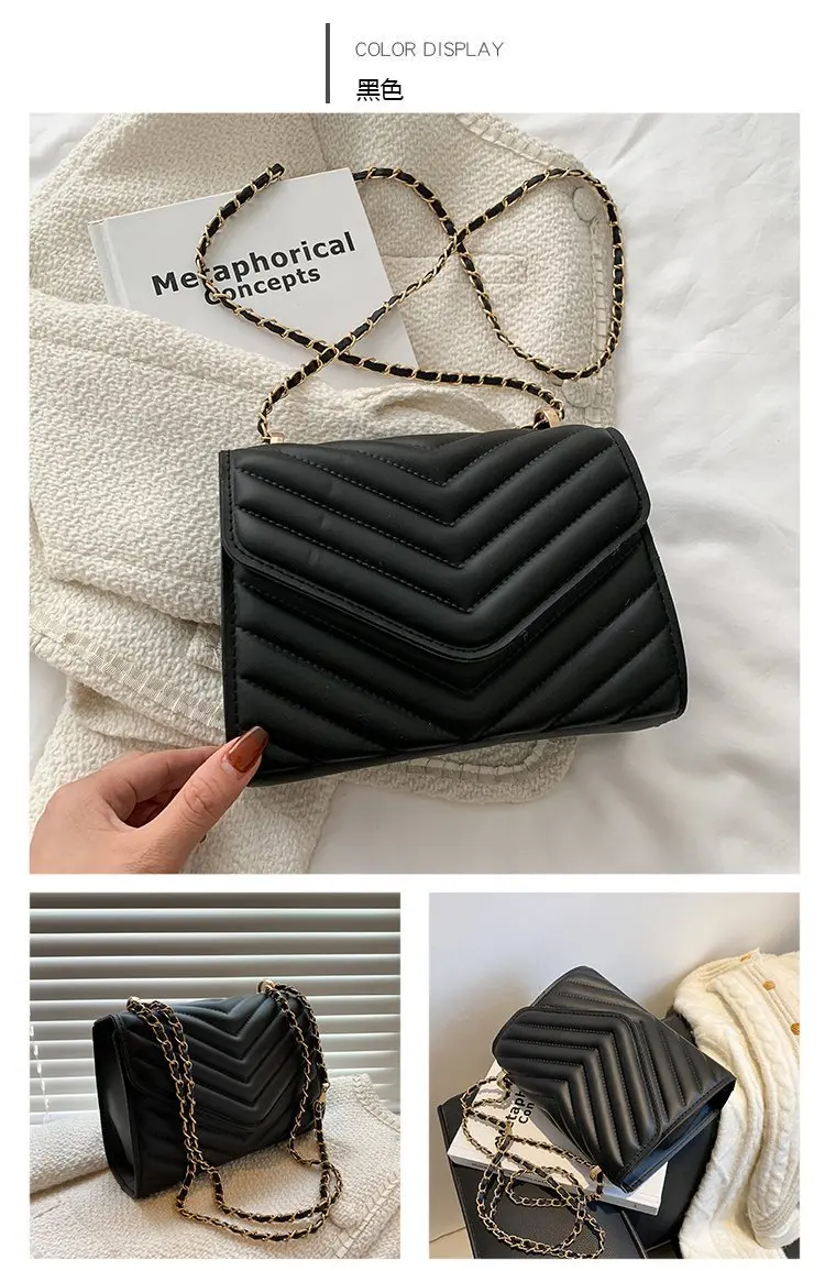 Schicke Umhängetasche aus Pu-Leder, goldfarbene Hardware, vielseitiger Kettenriemen, klassische Luxus-Tragetasche für Damen im Alltag – Detail 30