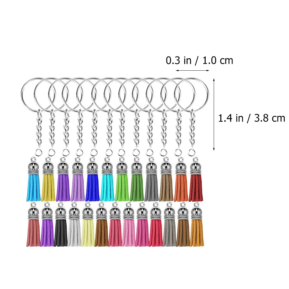50Sets DIY Key Chain Accessories Metal Tassel Pendant Key Ring Combination Bag Keys Organizer DIY Keychain