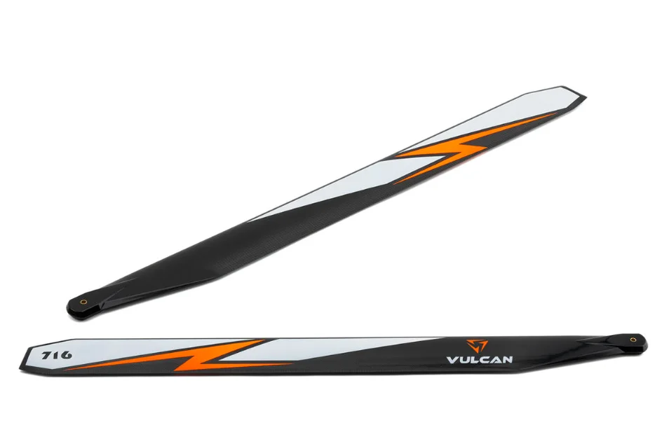 Vulcan Rotors 716mm Carbon Fiber Main Blade Combo Set (Orange) w/105mm Tail Blades