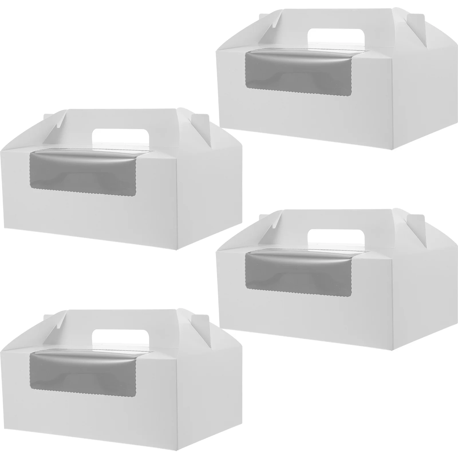 

4 Pcs Dessert Box Bakery Container Open The Window Small Cake Boxes Food Packaging with Cupcake Carriers Muffin