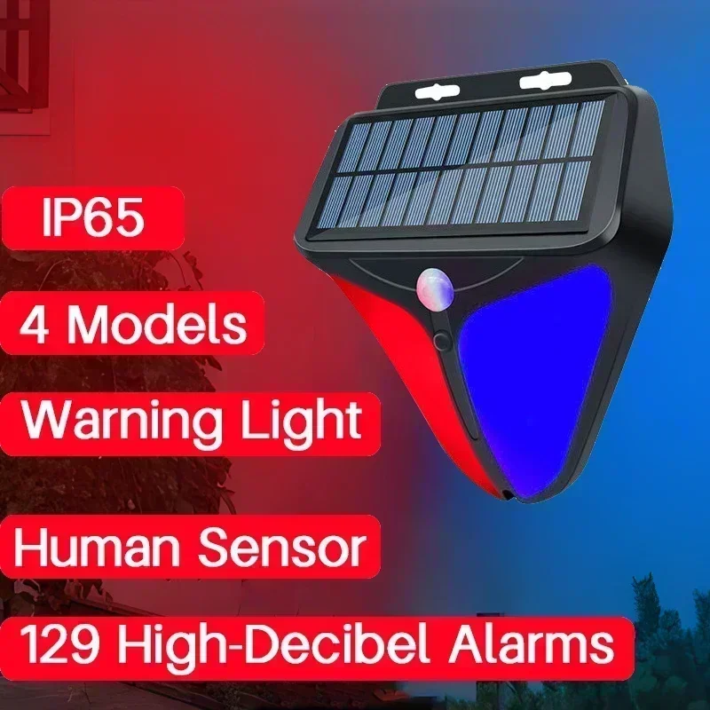 Lampy słoneczne zewnętrzne światła ostrzegawcze wysoka głośność alarmowe światła ogrodzeniowe czujnik ruchu zewnętrzne ostrzeżenie przed stoczniem IP65