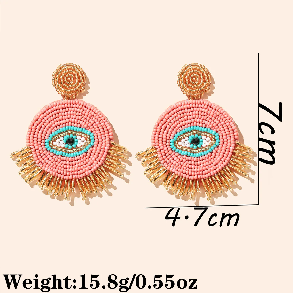 Bohemian Beaded Statement Drop Earrings Round Dangle Earrings Gift for Women Payty Wedding Jewelry