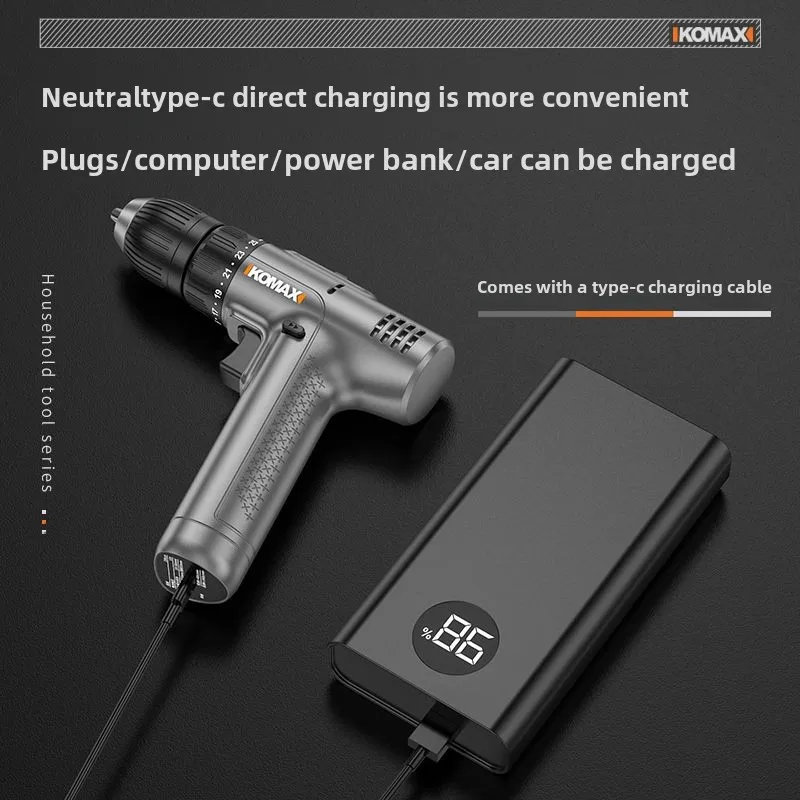 

Cordless drill Electric Screwdriver Electric Hammer Drill Wireless Hand Drill Lithium-Ion Battery Power Tools type-C Charging