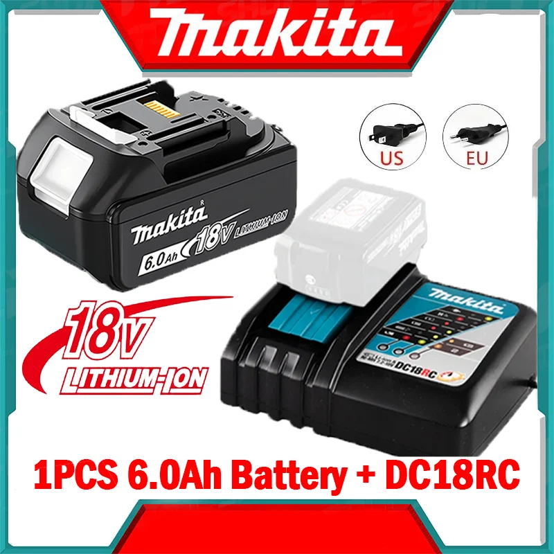 

100% оригинальная батарея Makita 18 В, 6,0 Ач, аккумуляторная батарея для электроинструмента Makita 18 В, сменный светодиодный литий-ионный аккумулятор, BL1860B