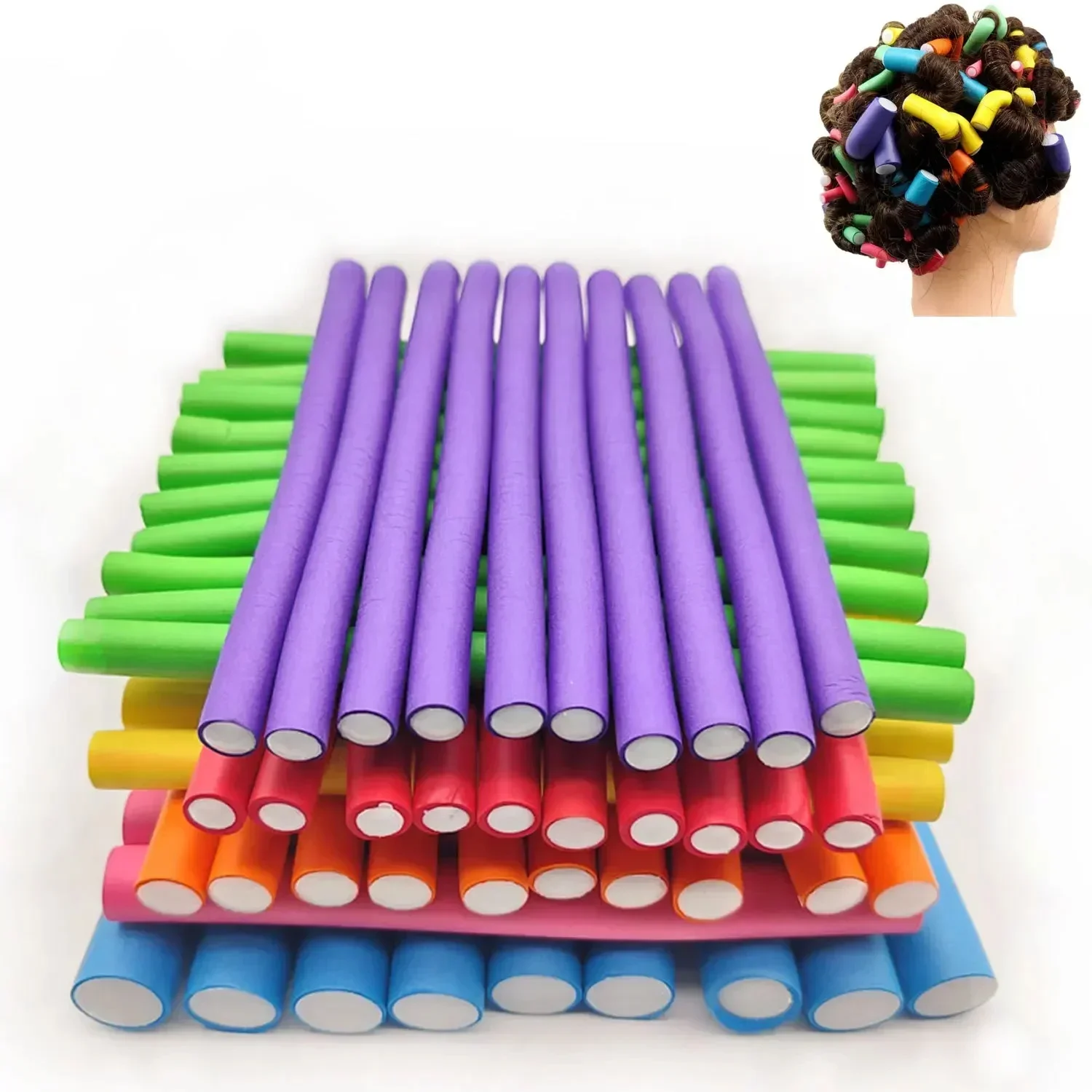 

10pcs Universal Perm Curling Bar Flexible Hair Curler Rod Makers Soft Foam Bendy Twist Curls Styling Tools Heatless Hair Roller