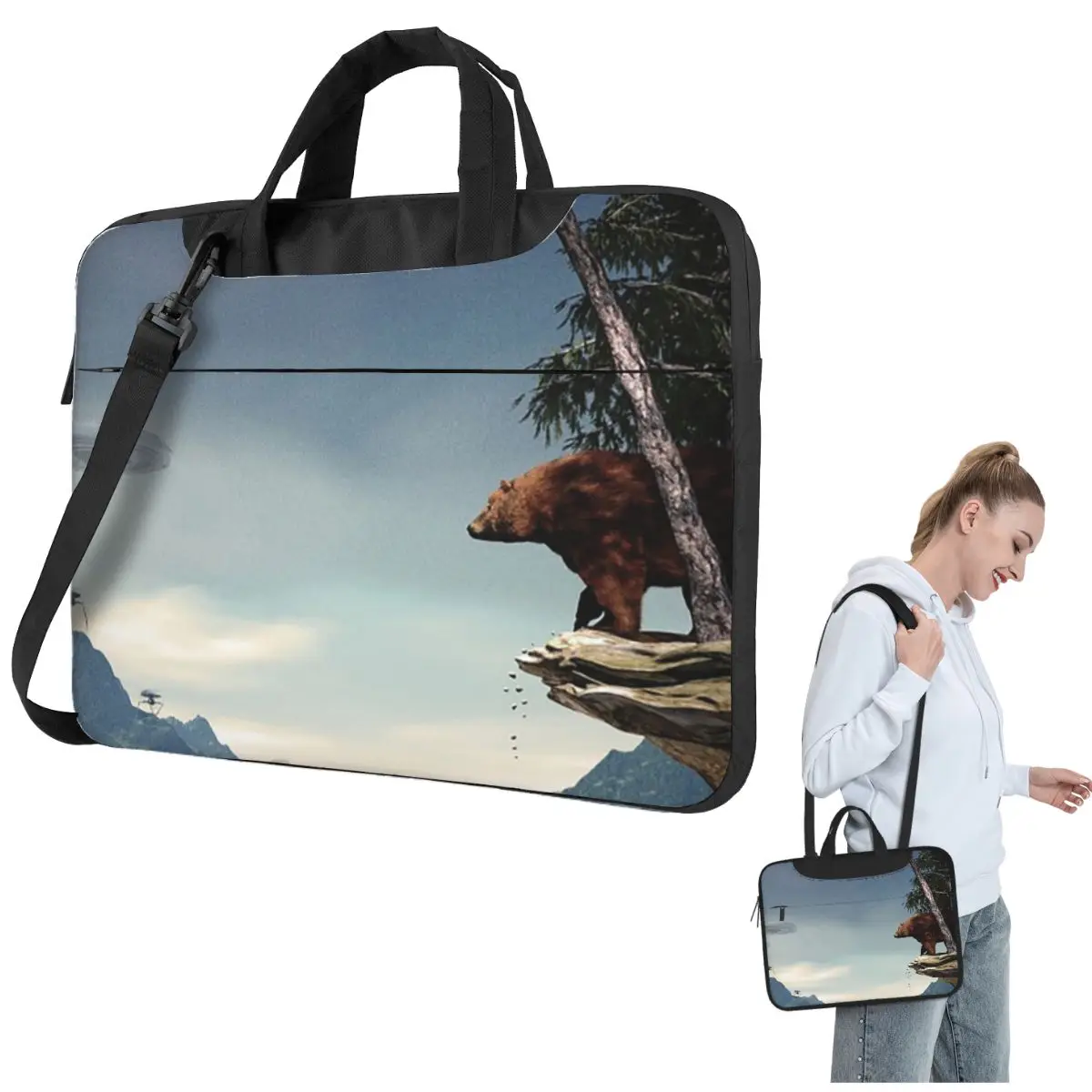 

Do Aliens Get Grizzly Crossbody Laptop Bag Case Computer Bag Resistant Protective Notebook Pouch for Lenovo