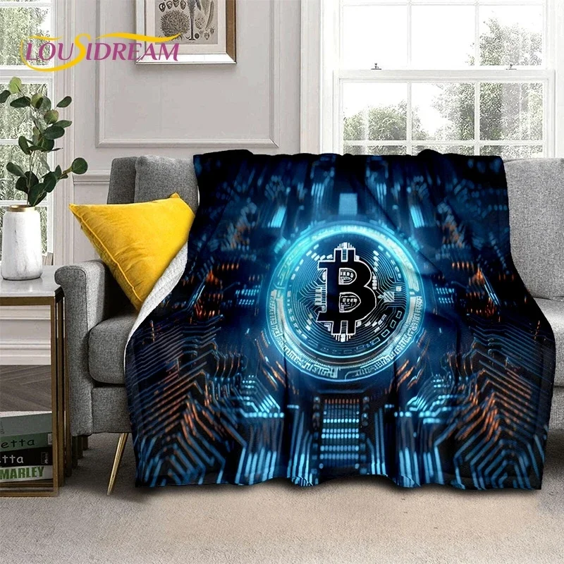 Bitcoin 3D Virtual Currency NFT Blanket,Soft Throw Blanket for Home Bedroom Bed Sofa Picnic Travel Office Cover Blanket Kid gift