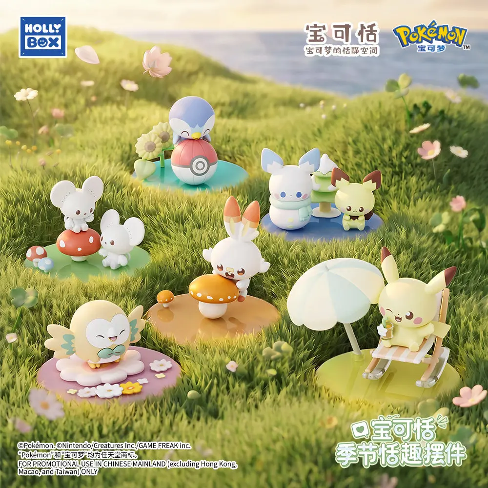 Caja Sorpresa Coleccionable de Pokémon Holly Box, Figura de Pikachu y Piplup, Adorno de Escritorio, Juguete de Moda para Colección de Adultos y Regalo para Fans