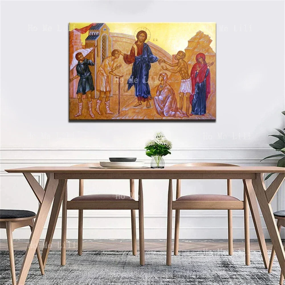 Spiritual Paralysis And The Resurrection Christ The Healer Icon Jesus Healing Of Slabanog From Vitesda Canvas Wall Art