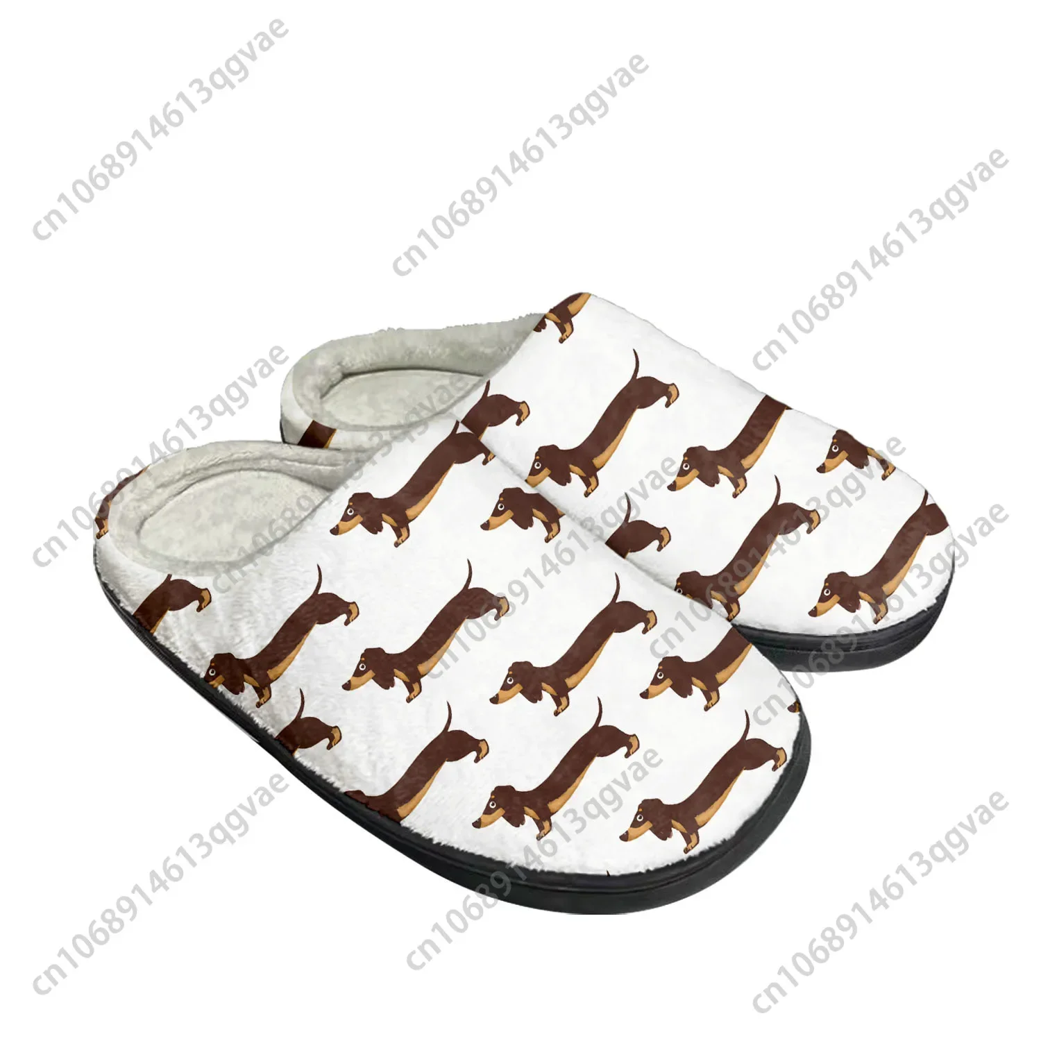 

Cute Dachshund Pet Dog Home Cotton Custom Slippers Mens Womens Sandals Plush Bedroom Casual Keep Warm Shoe Thermal Slipper Black