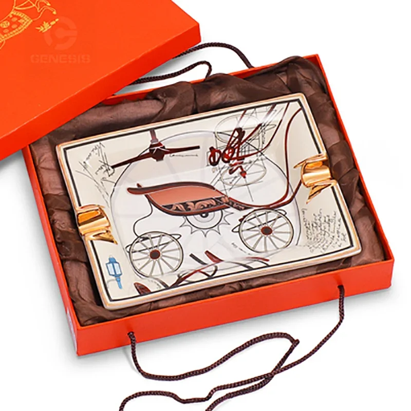 Ashtray Ceramic Cigar Creative Cigar Ash Tray, Simple Large Home Living Room Decoration Gift Box Package