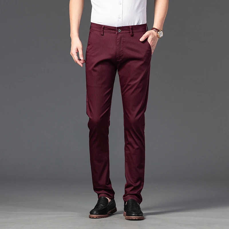 Business Trousers Men's Spring/Summer 2024 New Elastic Slim Fit High-End Men's Casual Striped Suit Pants