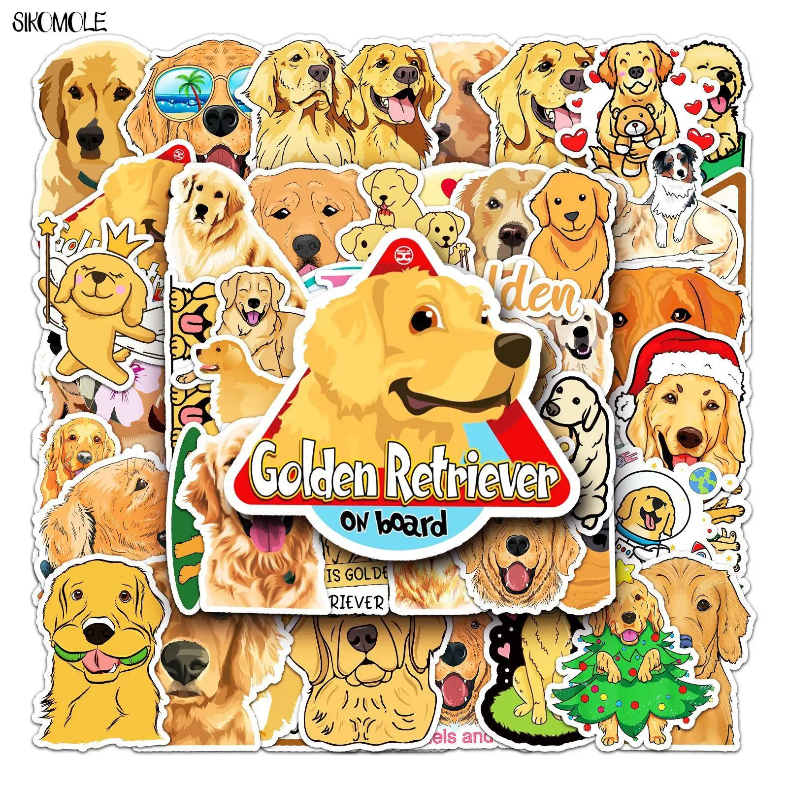 10/30/50PCS Cartoon Cute Golden Retriever Dog Stickers DIY Car Skateboard Laptop Motorcycle Graffiti Sticker Decals Kids Toys F5