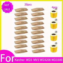 Saco De Pó De Substituição Hepa Filtro para Karcher, WD3 Premium, WD3200, WD 3300, MV3 Acessórios, A2004, A2054 Aspirador, Peças sobressalentes