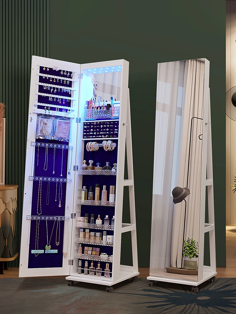 

Rotating full body mirror, cloakroom，modern and simple fitting mirror, jewelry storage, storage cabinet, dressing mirror