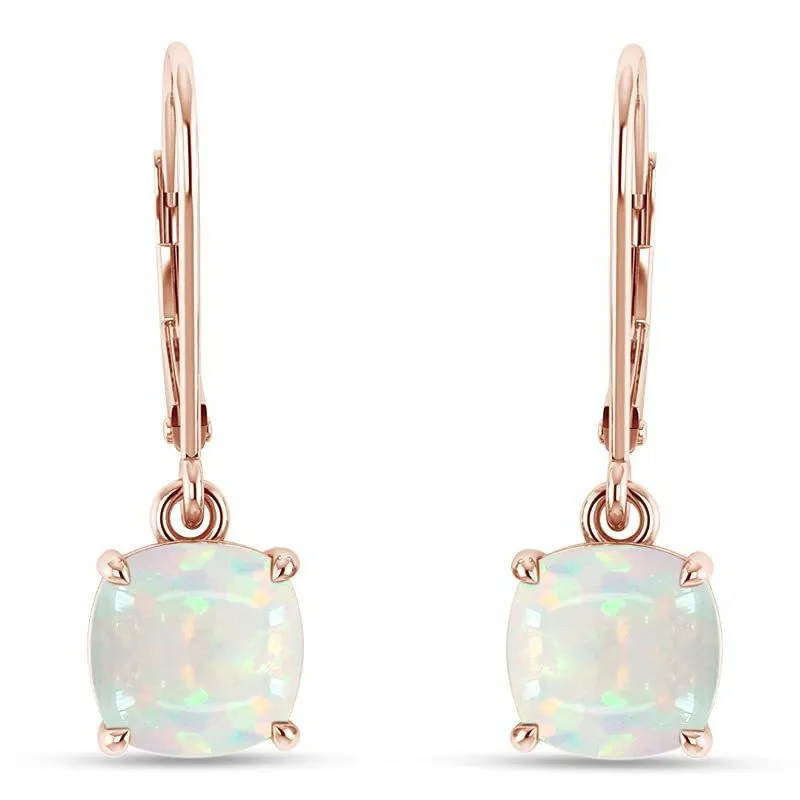 Luxuriöse, rosévergoldete Opal-Ohrringe für Damen, quadratische, elegante Tropfen-Ohrringe, perfektes Geschenk für Geburtstag und Valentinstag