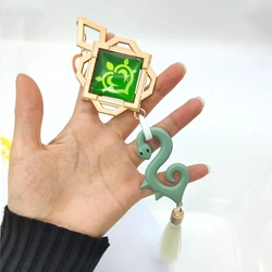 Hot Game Hero Baizhu Vision Of God Cosplay Dr. Baizhu Green Metal Keychain Halloween Party Costumes Accessories Gifts