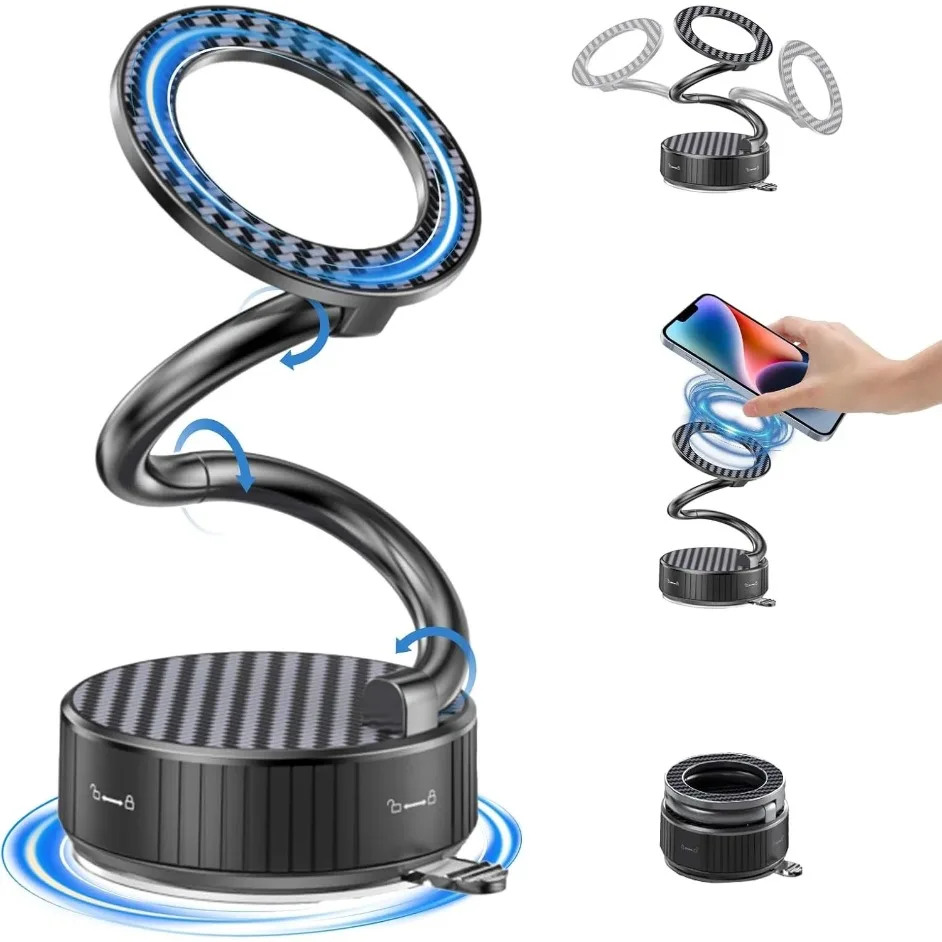 سيارة 360 °   قابل للتعديل لوحة القيادة حامل الهاتف المغناطيسي للسيارة Magsafe آيفون 17 16 15 14 13 12 برو ماكس كوب شفاط المكنسة الكهربائية قوس