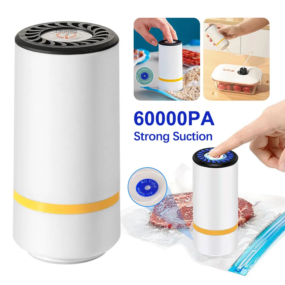 

Food Vacuum Sealer Machine Electric Sealing Pump Handheld Vacuum Packing Machine for Food Rechargeable Portable Vacuum Sealer