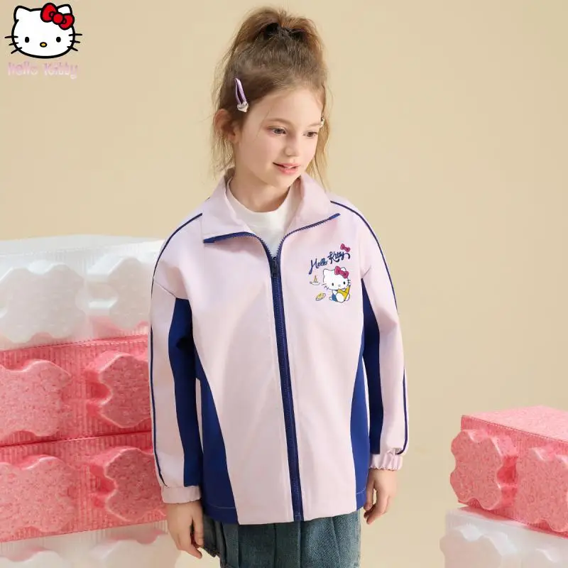 

Hello Kitty Girls Kawaii Jacket Spring Autumn Anime New Cartoon Full Print Jacket Sanrio Fashionable Skin Friendly Soft Sweet