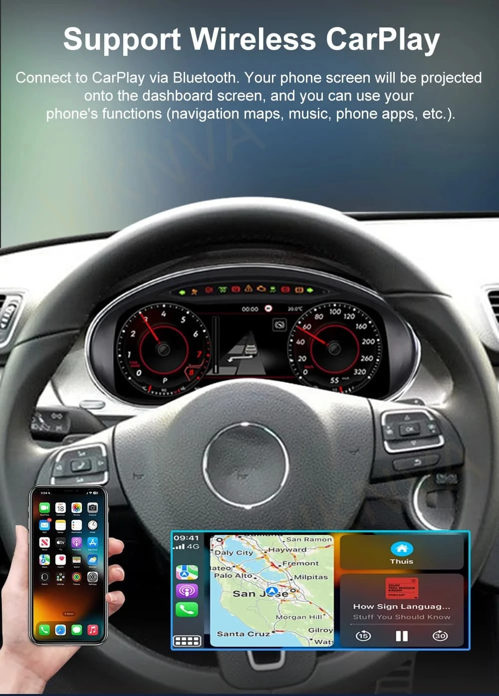 Digital Dashboard Cluster For VW Polo 6R 08-16ys VENTO Saveiro crossfox 15 Android Navigation Radio Player Map Paneel Cockpit