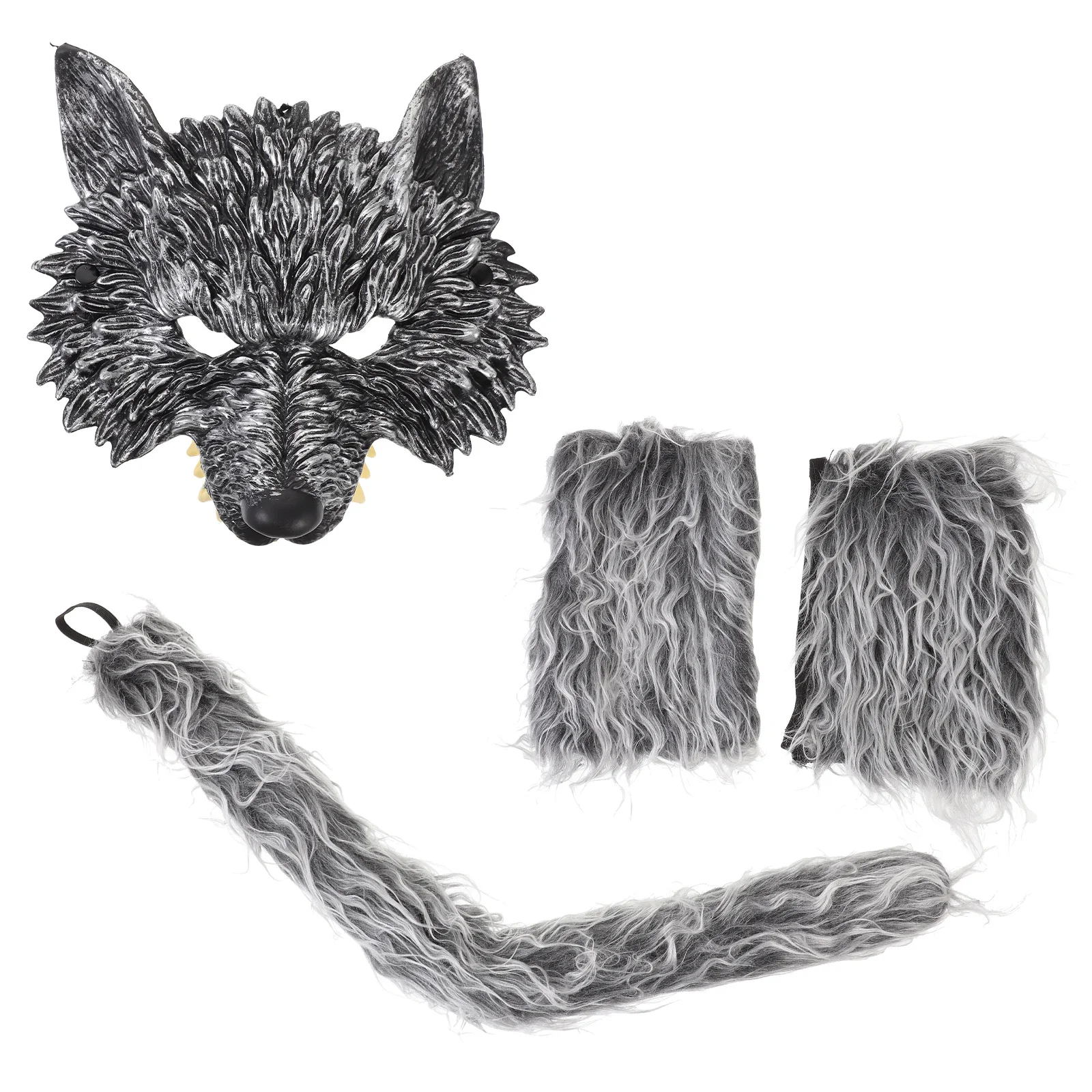 1Set Wolf Driedelige Cosplay Set Realistisch Ontwerp Gemakkelijk te dragen Masker Handschoenen Staart voor Banket Festival Foto Props