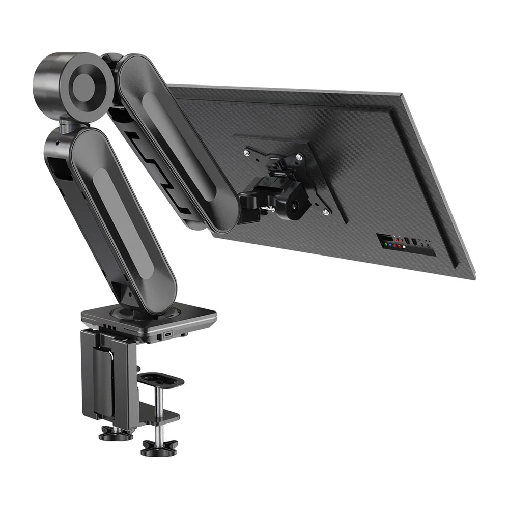 New GE81 Space-Saving Heavy Duty 15-42 Inches Monitor Mount Desktop Monitor Arm RGB Light 90 Degrees Rotation Type-C/USB 3.0