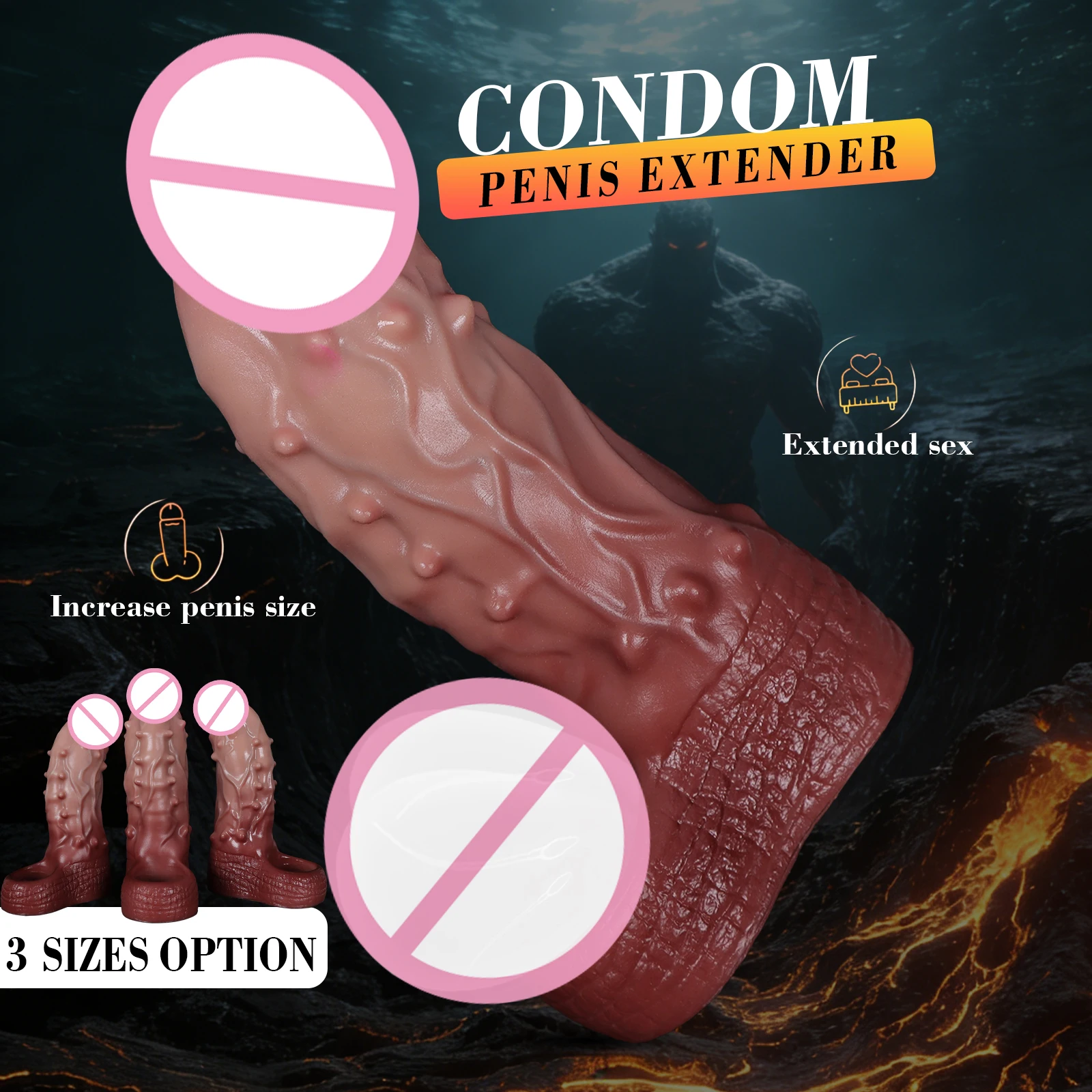 Sex Toys For Male Soft Silicone Penis Sleeve Spike Extended Enlargement Time Delay Cock Cover Real Ejaculation Cock Men Extender view 4