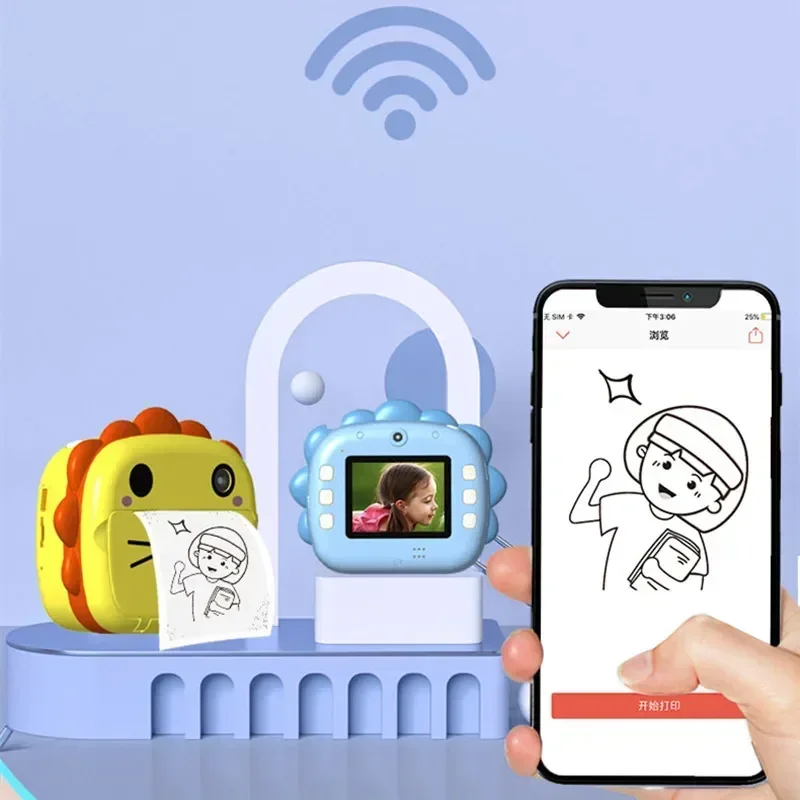 Kamera Cetak Instan Tinggi Baru WIFI untuk Anak-anak Mainan Video Kamera Cetak Termal Mini untuk Hadiah Anak-anak