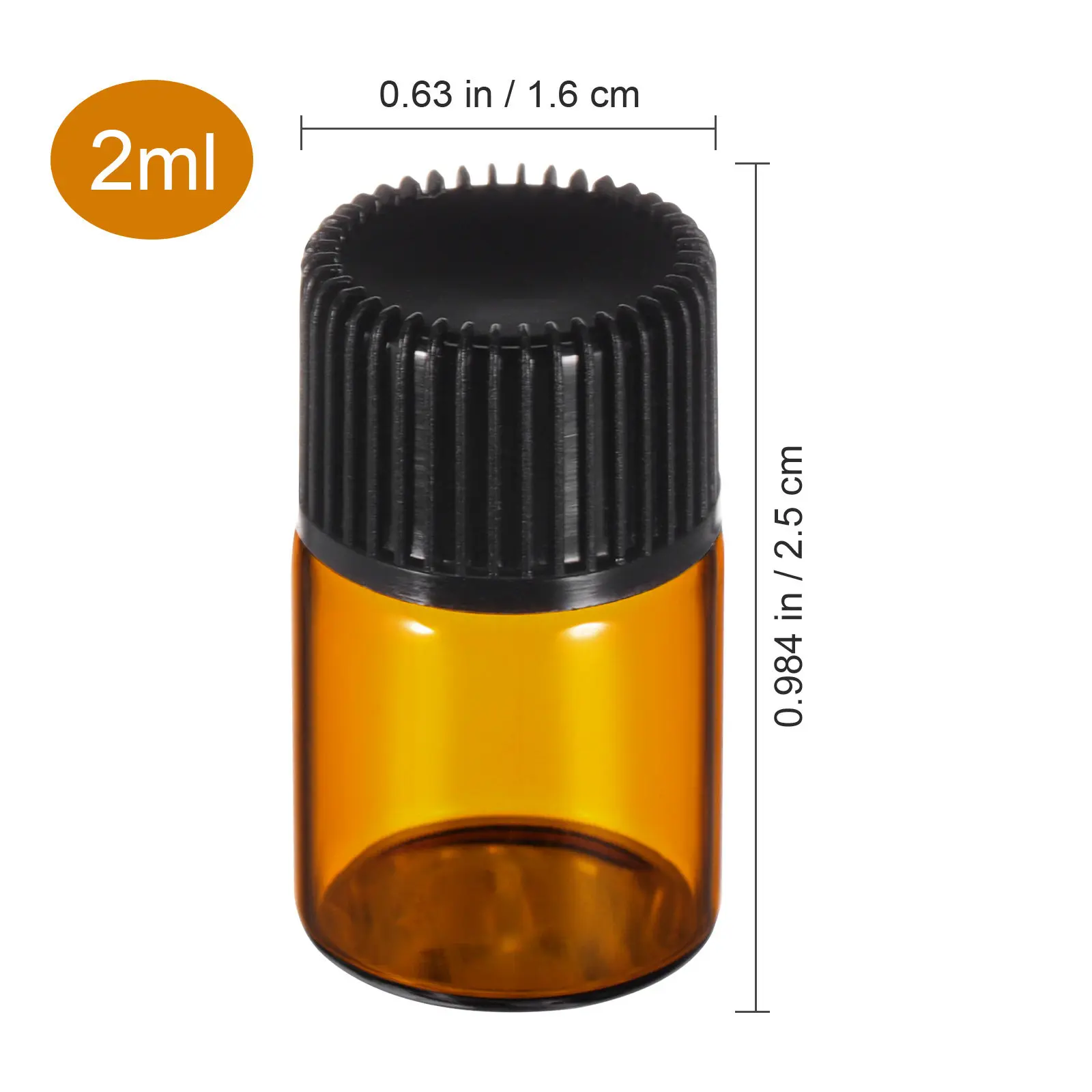 12Pcs 2Ml Mini Amber Glass Vial Bottles Leak Resistant Small Bottle for Oil Essential Oils Perfume Chemistry Lab Use view 5