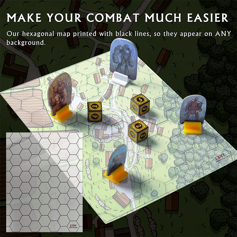 Tapete de jogo acrílico com grade hexagonal, 1 em, 7 em x 8 em, Battle Map Board, claro e durável, ótimo para Pathfinder e outro jogo de RPG,