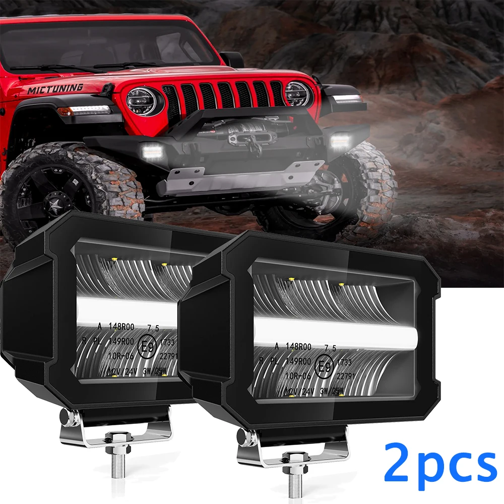 

MICTUNING 2PCS 3 Inch 25W Bezel-Less White LED Pods Light, LED Driving Fog Light Driving Light Spotlight for Jeep Offroad Boat