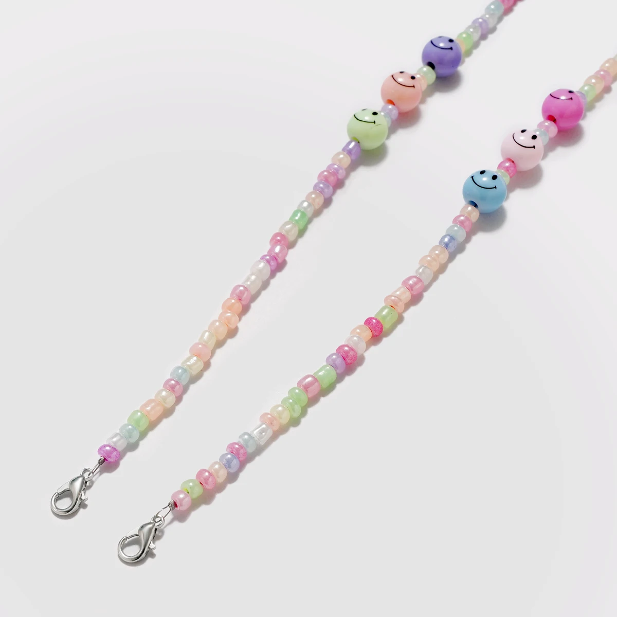 Children Colorful Acrylic Glasses Mask Lanyard Glasses Chains Cartoon Smile Face Rope Strap Holder Anti-lost Mask Chain For Boys