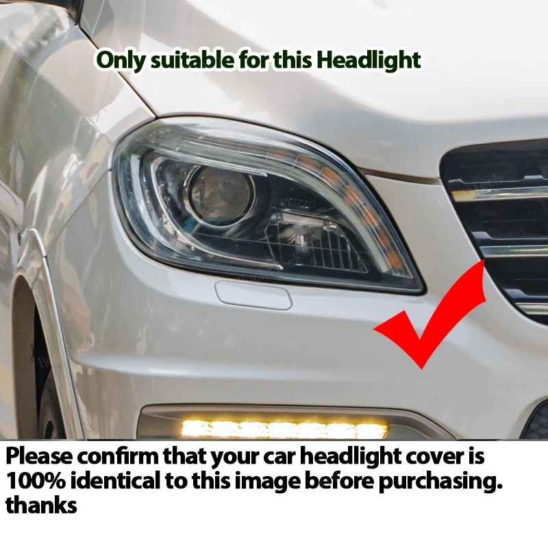 Car Headlight Headlamp Lampshade Glass Lens Case Protective Shell Cover For Mercedes-Benz ML Class W166 Pre-facelift 2011-2015