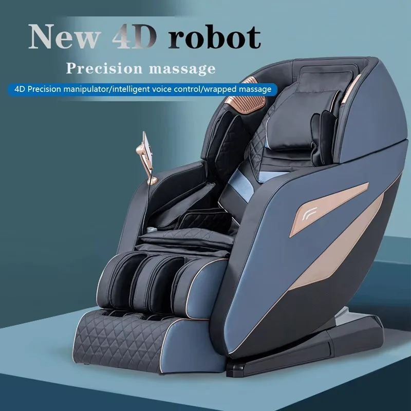 AI Voice Control HIFI Bluetooth Music 4D Robot Carbon Fiber Hot Compress Zero Gravity Foot Massage Chair Application for Neck
