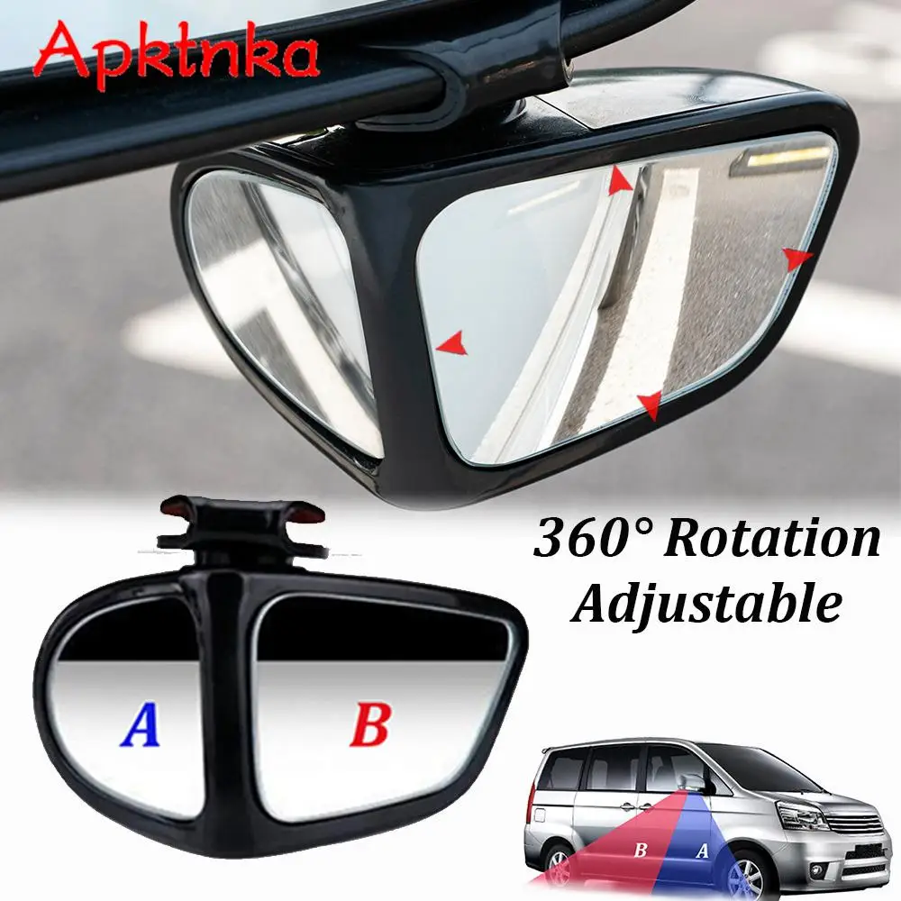 

APKTNKA 360 Degree Rotatable Adjustable Car Blind Spot Mirror Wide Angle Reversing Mirror Automobile Rear View Parking Mirror